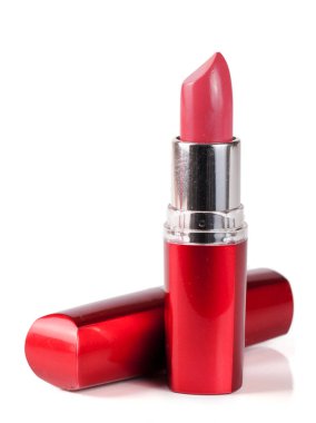 Pembe ruj beyaz arka plan closeup izole