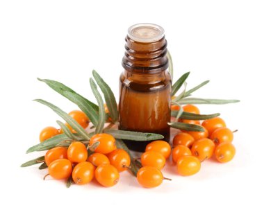 Deniz topalak yağı çilek ve beyaz arka plan üzerinde izole yaprakları ile