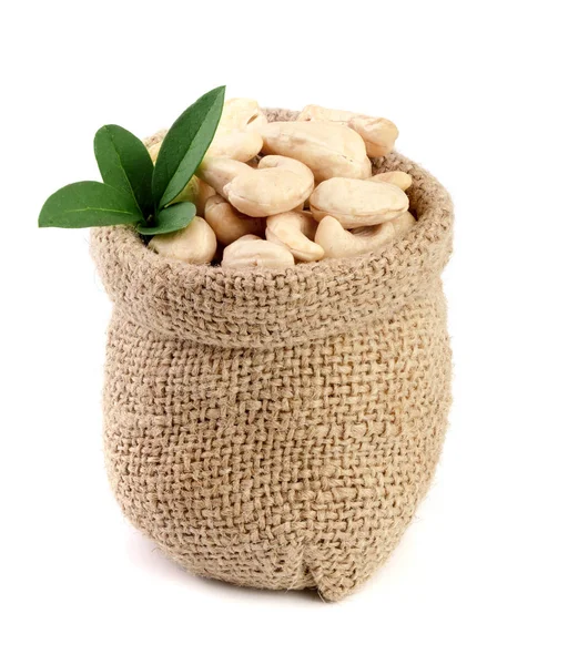 kaju fıstığı yaprak beyaz arka plan üzerinde izole çanta içinde