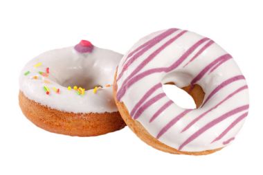 Beyaz arka plan üzerinde izole iki sırlı çörek