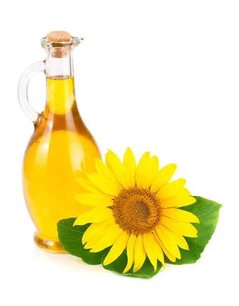 Соняшникова олія і квітка ізольовані на білому тлі — стокове фото