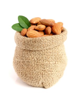 Beyaz arka plan üzerinde izole Sivas'tan çantasından yaprak bademli