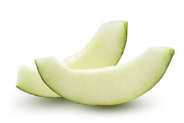 iki dilim beyaz zemin üzerine izole kavun