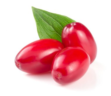 Beyaz arka plan üzerinde izole yaprak ile kızılcık berry