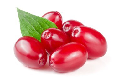 Beyaz arka plan üzerinde izole yaprak ile kızılcık berry