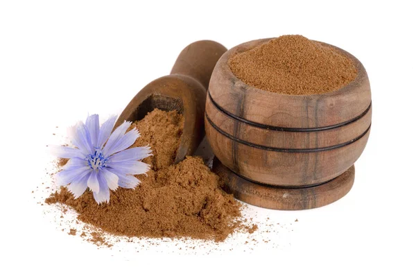 hindiba toz kase ve beyaz arka plan üzerinde izole çiçek Kepçe