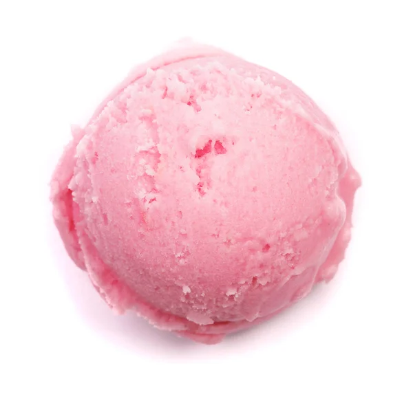 Strawberry ice cream ball isolated on white background, top view Royalty Free Stock Images