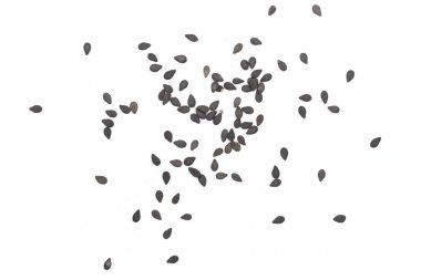 Beyaz arka plan üzerinde üstten görünüm izole siyah susam