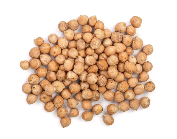 Dry raw organic chickpeas isolated on white background. Top view — Stock Photo, Image