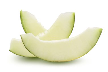 Üç dilim beyaz arka plan üzerinde izole kavun