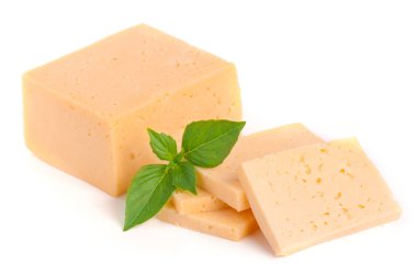 peyniri Fesleğenli izole üzerinde beyaz arka plan bırakır