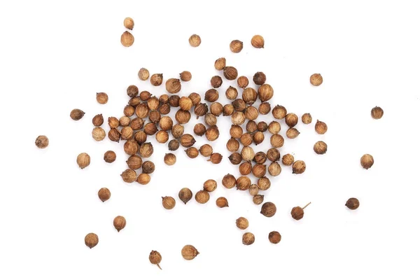 Coriander seeds isolated on white background top view — Stock Photo, Image