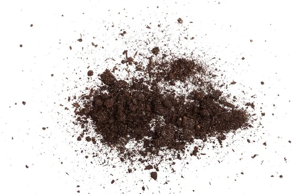 Pile of soil isolated on white background, top view — Stock Photo, Image