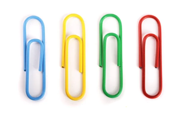 Colored paper clips isolated on white background — Stock Photo, Image