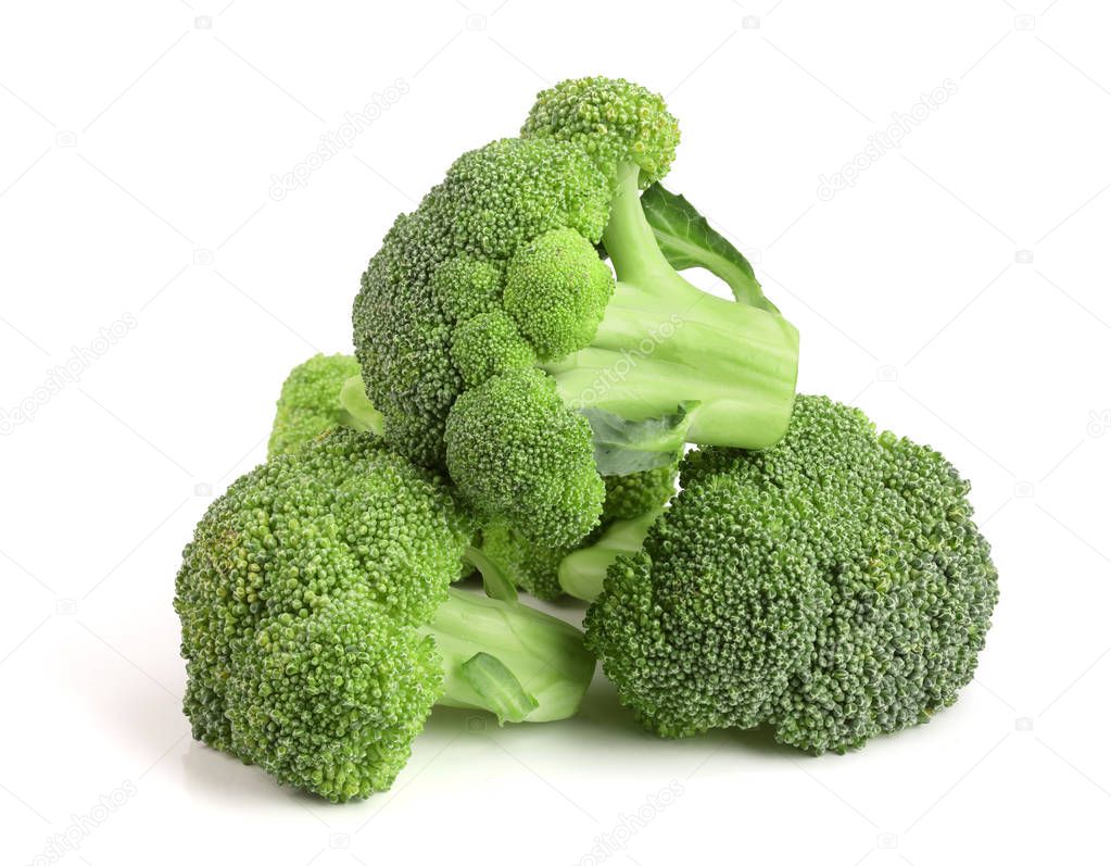 fresh broccoli isolated on white background close-up