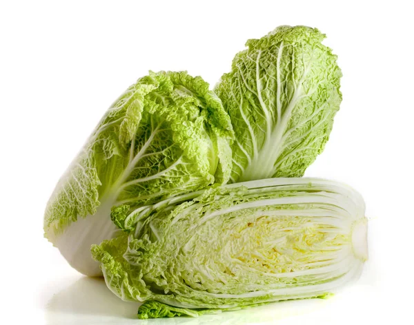 Three chinese cabbage and half isolated on white background — Stock Photo, Image