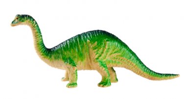 Beyaz arka planda izole edilmiş plastik dinozor oyuncağı