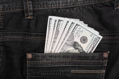 Kot pantolon cebinde Amerikan doları banknotları