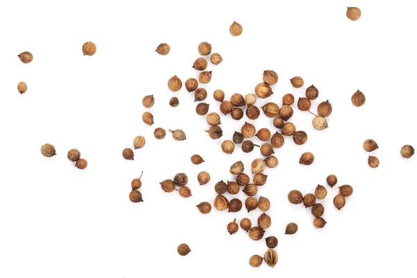 Coriander seeds isolated on white background top view — Stock Photo, Image