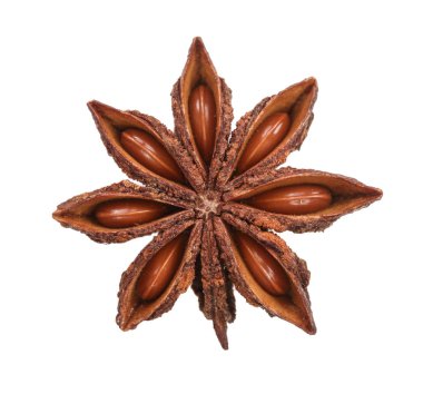 Beyaz arka plan üzerinde izole anasonu. Üstten Görünüm