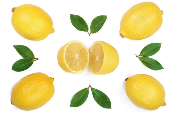 Limón aislado sobre fondo blanco. Piso tendido, vista superior —  Fotos de Stock