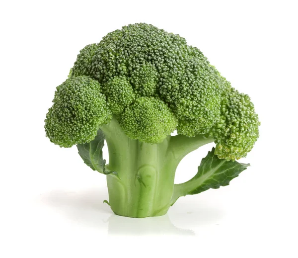 Broccoli freschi isolati su fondo bianco primo piano — Foto Stock