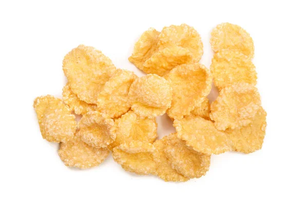 Corn flakes isolated on white background. Top view — Stock Photo, Image