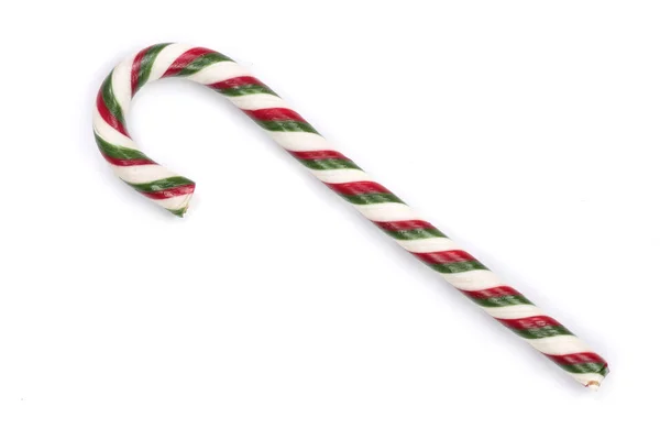 Candy cane randig isolerade på vit bakgrund. Ovanifrån — Stockfoto