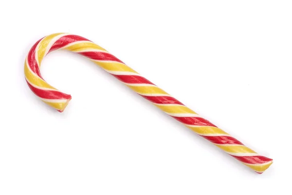 Candy cane randig isolerade på vit bakgrund. Ovanifrån — Stockfoto