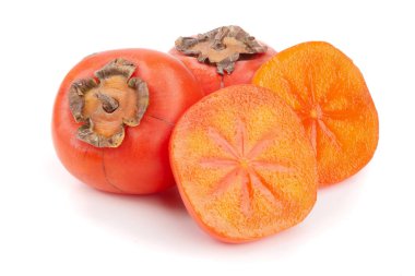 Beyaz arka plan yakın çekim izole Trabzon hurması meyve