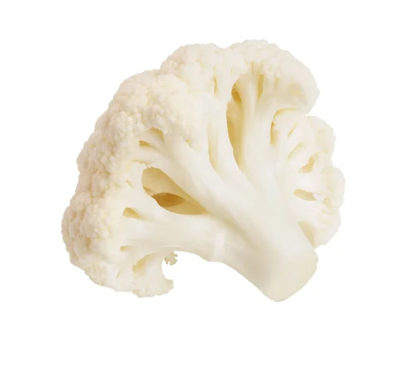 Шматок цвітної капусти ізольовано на білому тлі макросу. З відсічним контуром — стокове фото