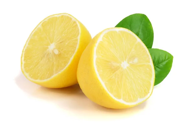 Lemon slices with leaf isolated on white background — Stock Photo, Image