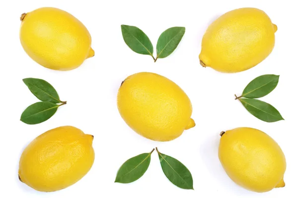 Zitrone isoliert auf weißem Hintergrund. flache Lage, Draufsicht — Stockfoto