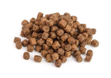 Beyaz arka plan üzerinde izole kediler için Kuru gıda