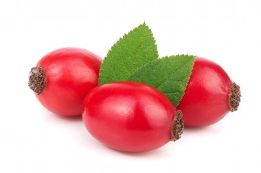 kuşburnu berry beyaz arka plan makro'izole yaprakları ile