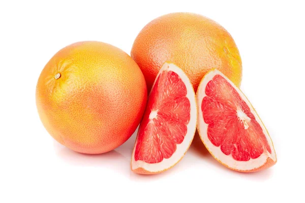 Grapefruit and slices isolated on white background — Stock Photo, Image