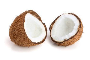 yarısı beyaz arka plan üzerinde izole iki Hindistan cevizi