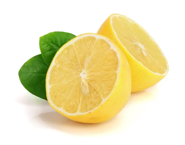 Lemon slices with leaf isolated on white background — Stock Photo, Image