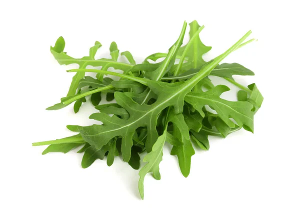 Heap of Green fresh rucola or arugula leaf isolated on white background — Stock Photo, Image