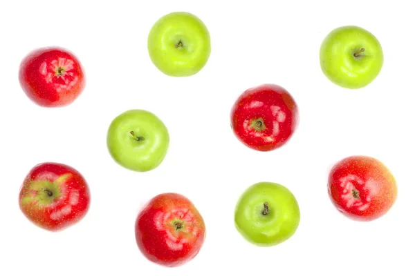 Piros és a zöld alma, elszigetelt fehér háttér felülnézet. Lapos laikus mintát — Stock Fotó