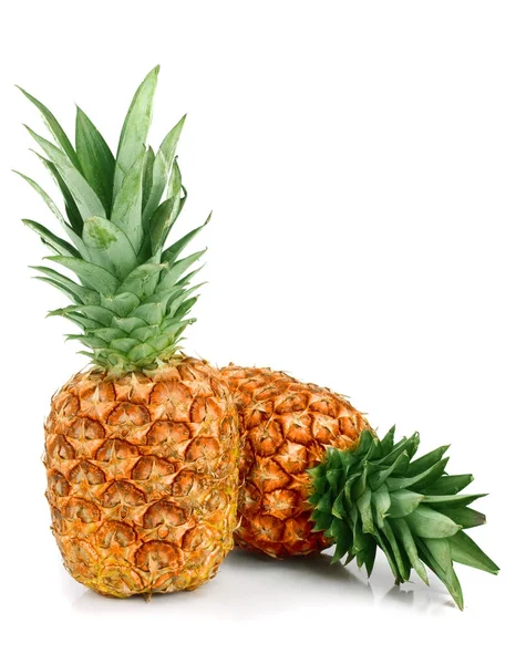 Két érett ananász elszigetelt fehér background — Stock Fotó