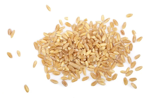 Pšeničná zrna izolovaných na bílém pozadí. Pohled shora. Rozložení bytu — Stock fotografie