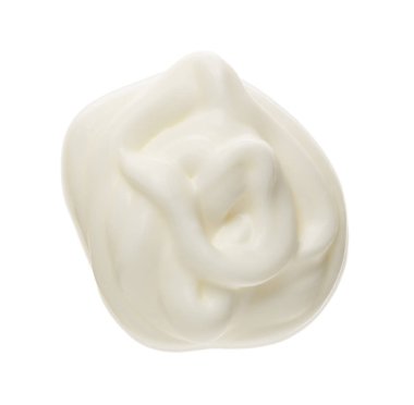 ekşi krema beyaz arka plan üzerinde izole. Üstten Görünüm. Düz yatıyordu