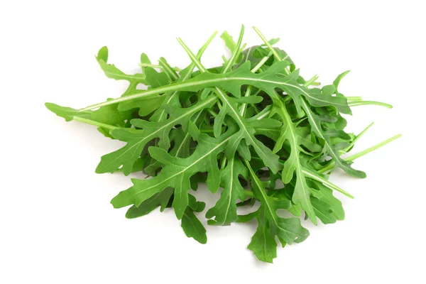 Heap of Green fresh rucola or arugula leaf isolated on white background — Stock Photo, Image
