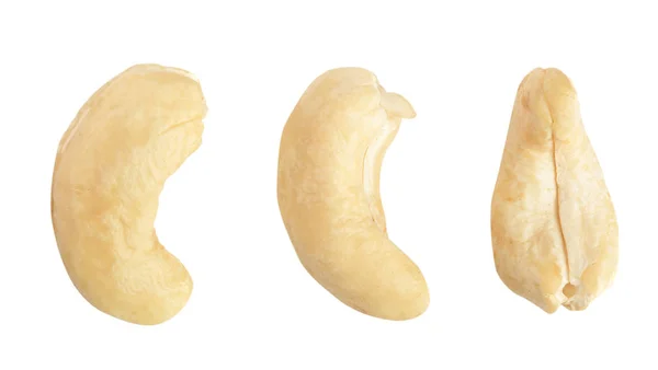 Cashewnoten geïsoleerd op een witte achtergrond. bovenaanzicht. Flat lag. Set of collectie — Stockfoto