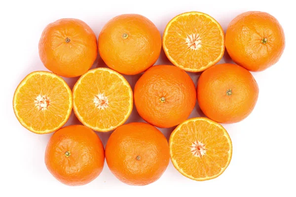 Mandarine, mandarine agrumes isolés sur fond blanc. Vue de dessus. Pose plate — Photo