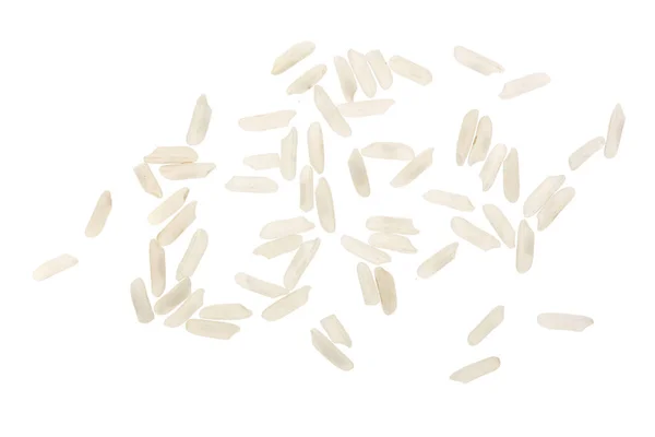 Ziarna ryżu izolowane na białym tle. Widok góry. Układy płaskie — Zdjęcie stockowe