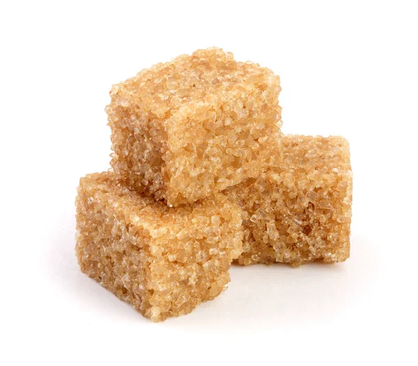 Brown sugar cubes isolated on white background — Stock Photo, Image