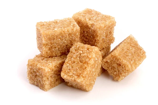 Brown sugar cubes isolated on white background — Stock Photo, Image