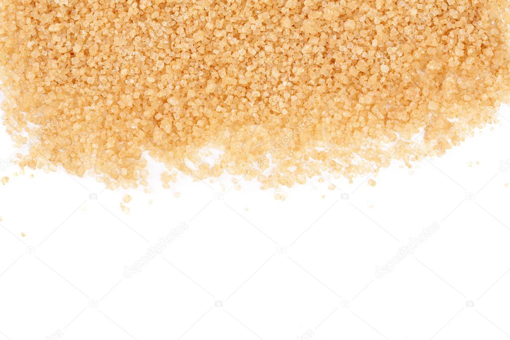 brown sugar isolated on white background with copy space for your text. Top view. Flat lay